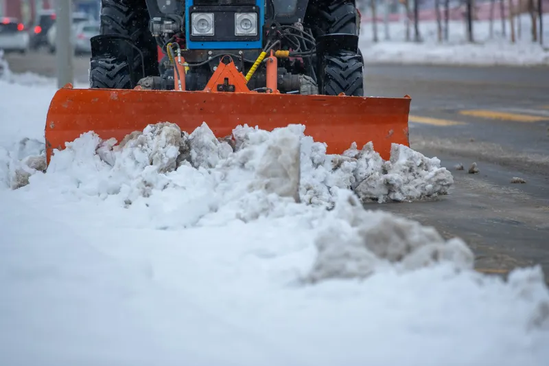 Heavy snow being cleared in town
