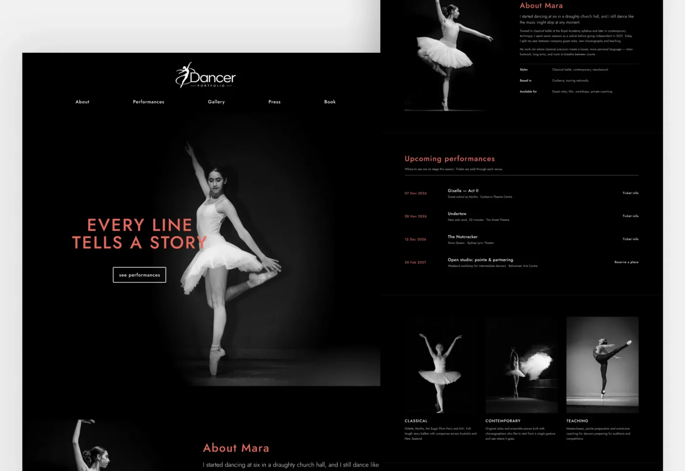 Dancer Portfolio WordPress Theme